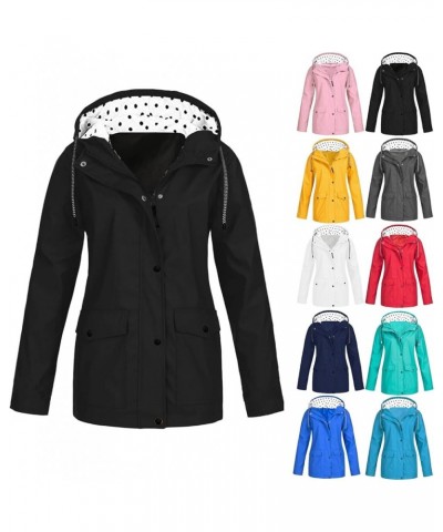 Women's Solid Color Fashion Casual Coat Full Zip Button Double Pocket Drawstring Hooded Coat Lightweight Tunic Top 1-black $1...