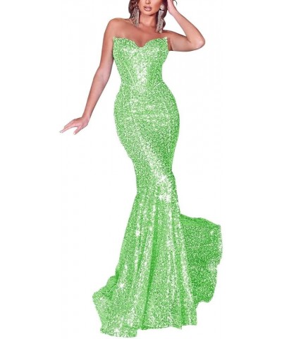 Sequins Prom Dress Long Corset Formal Evening Party Gowns Sparkly Mermaid V-Neck Homecoming Dress for Women Fluorescent $36.6...