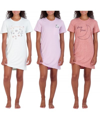 3 Pack: Women's Printed Nightshirt Short Sleeve Ultra-Soft Nightgown Sleep Dress (Available In Plus Size) Plus Size Set 8 $21...