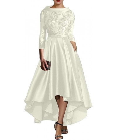 A-Line Cocktail Dresses Elegant Dress Formal Asymmetrical Jewel Neck Fall Wedding Guest with Appliques 2023 Ivory $46.37 Dresses