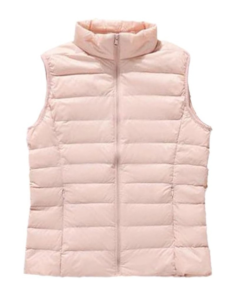 Winter Women Duck Down Vest Coat Ultralight Sleeveless Puffer Vest Jacket Windproof Duck Down Waistcoat Light Pink $17.89 Vests