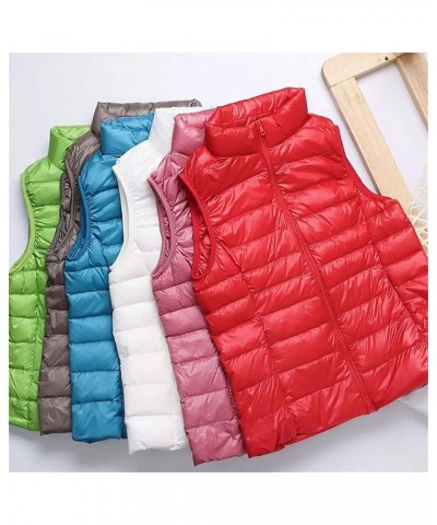 Winter Women Duck Down Vest Coat Ultralight Sleeveless Puffer Vest Jacket Windproof Duck Down Waistcoat Light Pink $17.89 Vests