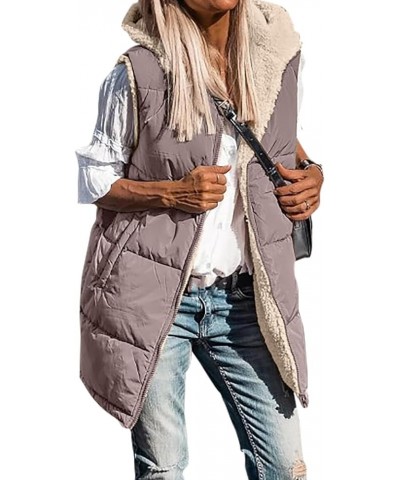 Womens Fleece Sherpa Jacket Zipper Hooded Long Vest Long Sleeve & Sleeveless Puffer Jacket Winter Fall Down Coat Pink $10.75 ...