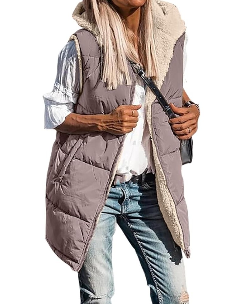 Womens Fleece Sherpa Jacket Zipper Hooded Long Vest Long Sleeve & Sleeveless Puffer Jacket Winter Fall Down Coat Pink $10.75 ...