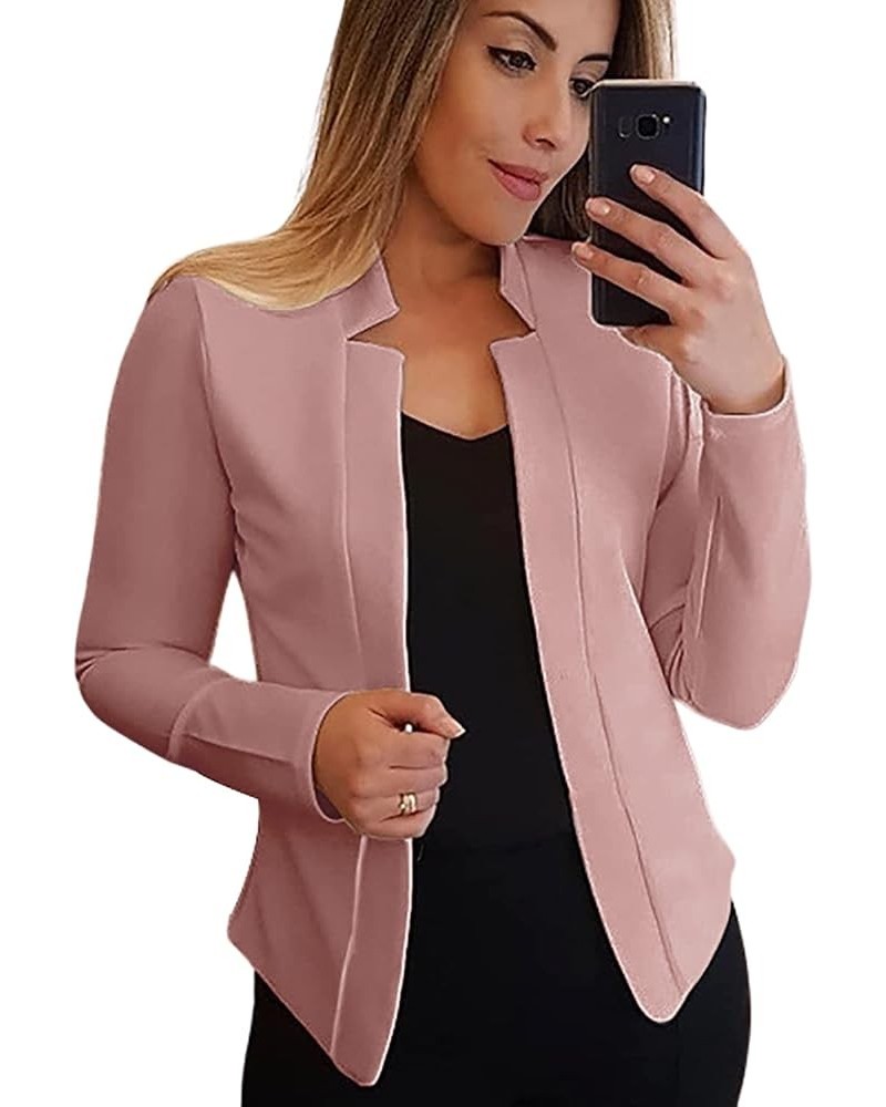 Womens Casual Business Blazers Open Front Long Sleeve Slim Work Office Blazer Jackets Pink $14.28 Blazers