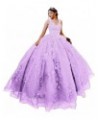 Woman's V-Neck Quinceanera Dresses Ball Gown Sparkly Tulle 3D Flower Applique Sweet 15 16 Dresses Prom Party Dresses Lilac $4...