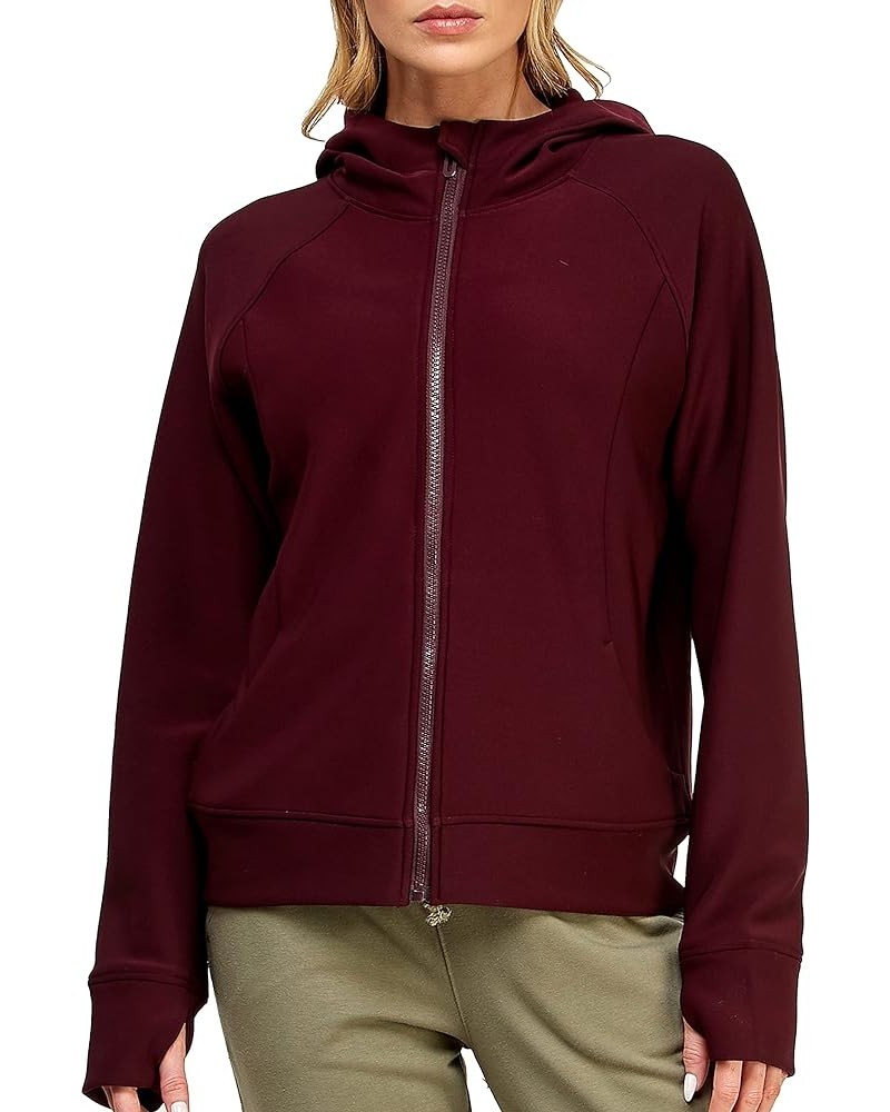 Women's Scuba Crop Hoodie Activewear Long Sleeve Sweatshirt Full Zip Outwear Sweater Clothes Ut004 Burgundy $12.07 Hoodies & ...