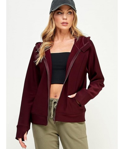 Women's Scuba Crop Hoodie Activewear Long Sleeve Sweatshirt Full Zip Outwear Sweater Clothes Ut004 Burgundy $12.07 Hoodies & ...