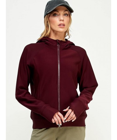 Women's Scuba Crop Hoodie Activewear Long Sleeve Sweatshirt Full Zip Outwear Sweater Clothes Ut004 Burgundy $12.07 Hoodies & ...