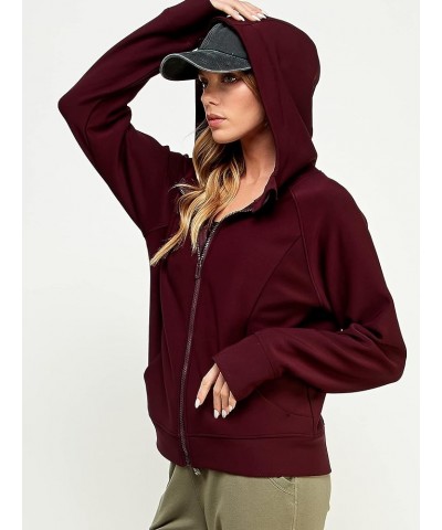 Women's Scuba Crop Hoodie Activewear Long Sleeve Sweatshirt Full Zip Outwear Sweater Clothes Ut004 Burgundy $12.07 Hoodies & ...