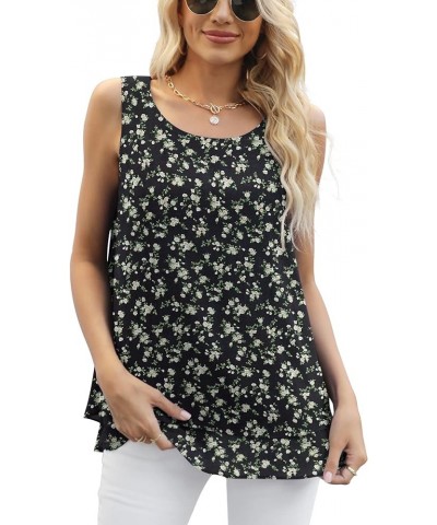 Women's Sleeveless Chiffon Tank Top Double Layers Casual Blouse Tunic Flower Rose Black $13.12 Tanks