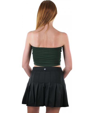 Women's Cotton-Spandex Blend Stretchy Tube Top Cropped Tube Top - Dark Green $9.87 Tanks