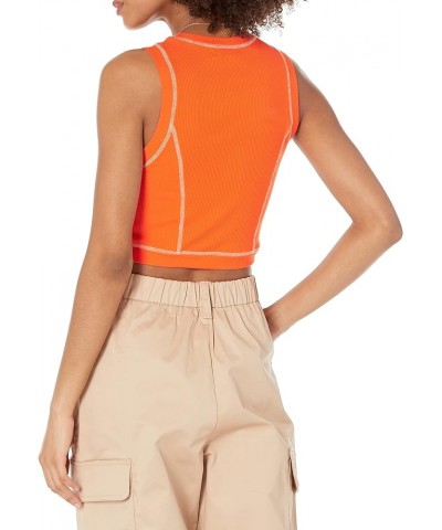 Women's Brielle Contrast Stitched Cropped Tank Fire Orange $10.32 Tanks