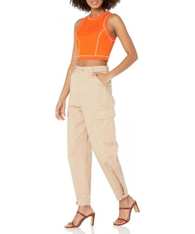 Women's Brielle Contrast Stitched Cropped Tank Fire Orange $10.32 Tanks