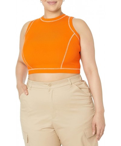 Women's Brielle Contrast Stitched Cropped Tank Fire Orange $10.32 Tanks