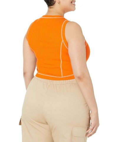 Women's Brielle Contrast Stitched Cropped Tank Fire Orange $10.32 Tanks