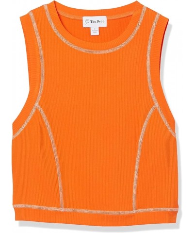 Women's Brielle Contrast Stitched Cropped Tank Fire Orange $10.32 Tanks