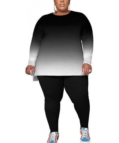 Women's Plus Size 2 Piece Outfits Sweatsuits Tracksuit Loungewear Sets E-black Gradual $20.29 Activewear