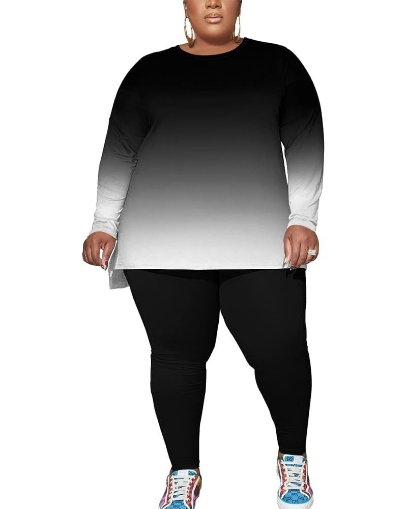 Women's Plus Size 2 Piece Outfits Sweatsuits Tracksuit Loungewear Sets E-black Gradual $20.29 Activewear