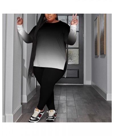 Women's Plus Size 2 Piece Outfits Sweatsuits Tracksuit Loungewear Sets E-black Gradual $20.29 Activewear