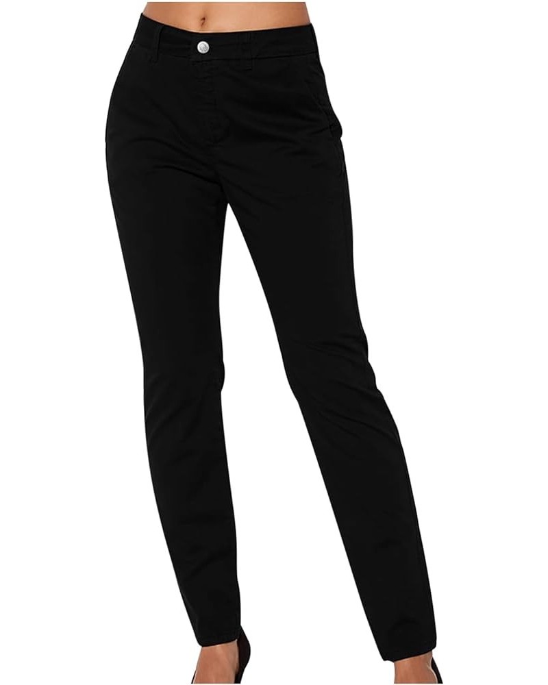 Pencil Pants for Women Dressy Front Button Stretchy Soft Skinny Regular Fashion Leggings with Pockets Black $7.49 Activewear