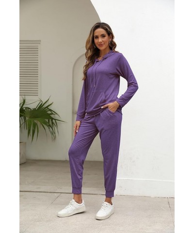 Womens Two Piece Tracksuit Outfits Hoodies Jogger Sweatsuit Lounge Sets with Pockets A_purple $20.16 Sleep & Lounge