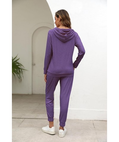 Womens Two Piece Tracksuit Outfits Hoodies Jogger Sweatsuit Lounge Sets with Pockets A_purple $20.16 Sleep & Lounge