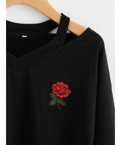 Women's Casual Floral Rose Print Long Sleeve Crop Tops Teen Girls Tops Sweatshirt Blouse Shirts Black $11.19 Hoodies & Sweats...