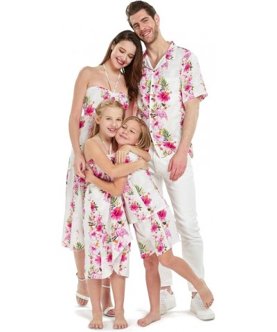 Matchable Family Hawaiian Luau Men Women Girl Boy Clothes in Pink Hibiscus Vine White Women Women Halter $7.02 Sweaters