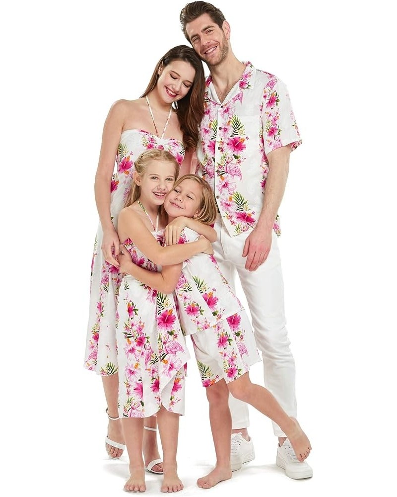 Matchable Family Hawaiian Luau Men Women Girl Boy Clothes in Pink Hibiscus Vine White Women Women Halter $7.02 Sweaters