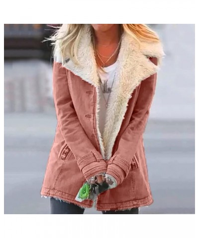 Womens 2023 Winter Coats Fuzzy Fleece Lined Sherpa Thicken Jackets Outdoor Warm Button Down Outerwear with Pockets A-pink $13...