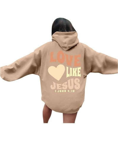 Christian Sweatshirts For Women Oversized Jesus Loves You Pullover Hoodie Pockets Casual Long Sleeve Thanksgiving T Shirts A2...