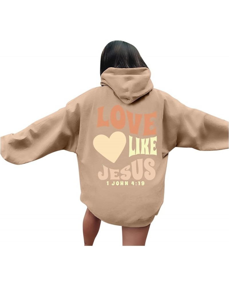 Christian Sweatshirts For Women Oversized Jesus Loves You Pullover Hoodie Pockets Casual Long Sleeve Thanksgiving T Shirts A2...