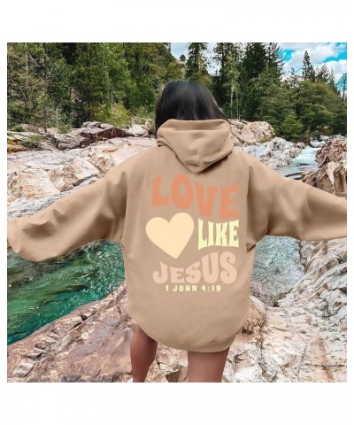 Christian Sweatshirts For Women Oversized Jesus Loves You Pullover Hoodie Pockets Casual Long Sleeve Thanksgiving T Shirts A2...