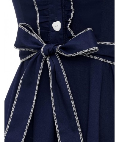 Women's 1950s Retro Rockabilly Dress Cap Sleeve Vintage Swing Dress A-navy $21.72 Dresses