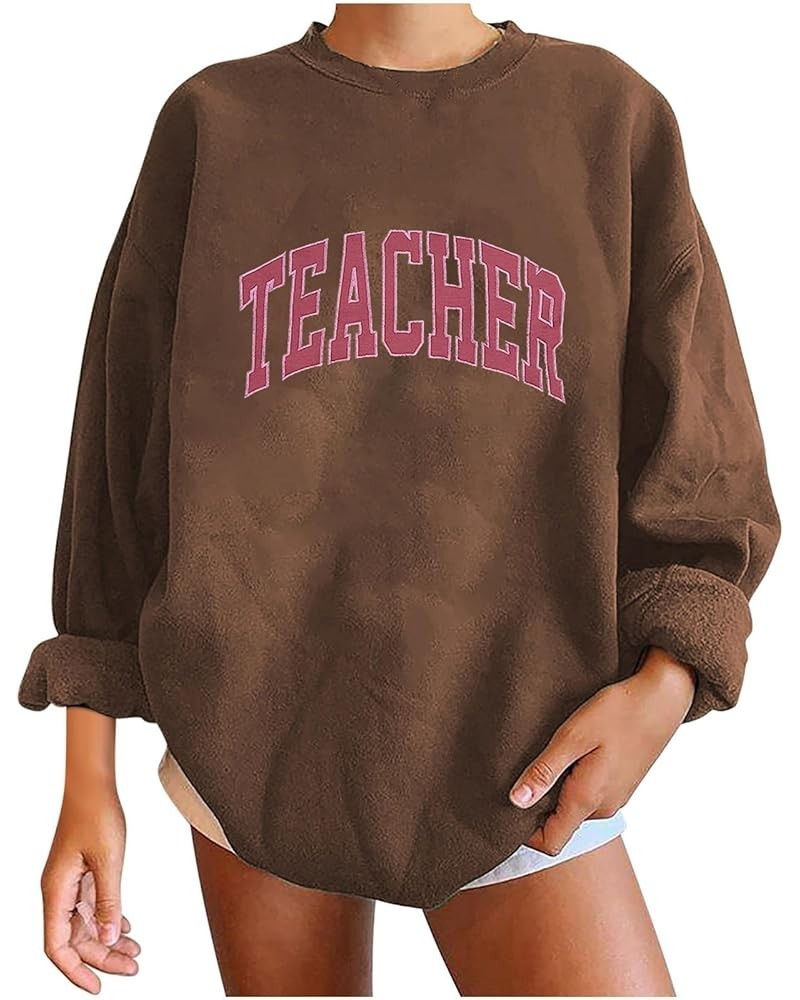 Teacher Sweatshirt for Women 2023 Oversized Crewneck Pullover Hoodie Fall Fashion Outfits Casual Letter Print Long Sleeve Top...