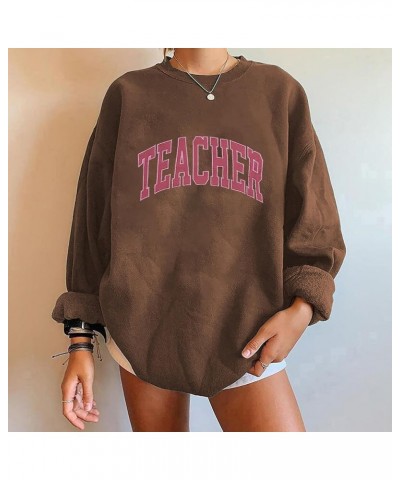 Teacher Sweatshirt for Women 2023 Oversized Crewneck Pullover Hoodie Fall Fashion Outfits Casual Letter Print Long Sleeve Top...