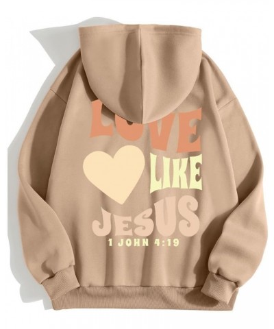 Christian Sweatshirts For Women Oversized Jesus Loves You Pullover Hoodie Pockets Casual Long Sleeve Thanksgiving T Shirts A2...