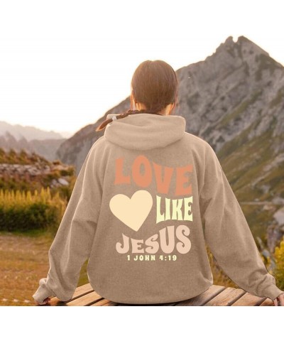 Christian Sweatshirts For Women Oversized Jesus Loves You Pullover Hoodie Pockets Casual Long Sleeve Thanksgiving T Shirts A2...