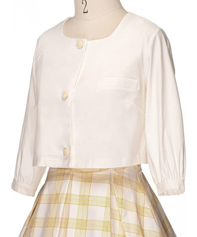 50S Retro Hostess Dress Cocktail Swing Tea Dress & Jacket Yelow Plaid $25.99 Dresses