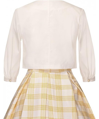 50S Retro Hostess Dress Cocktail Swing Tea Dress & Jacket Yelow Plaid $25.99 Dresses