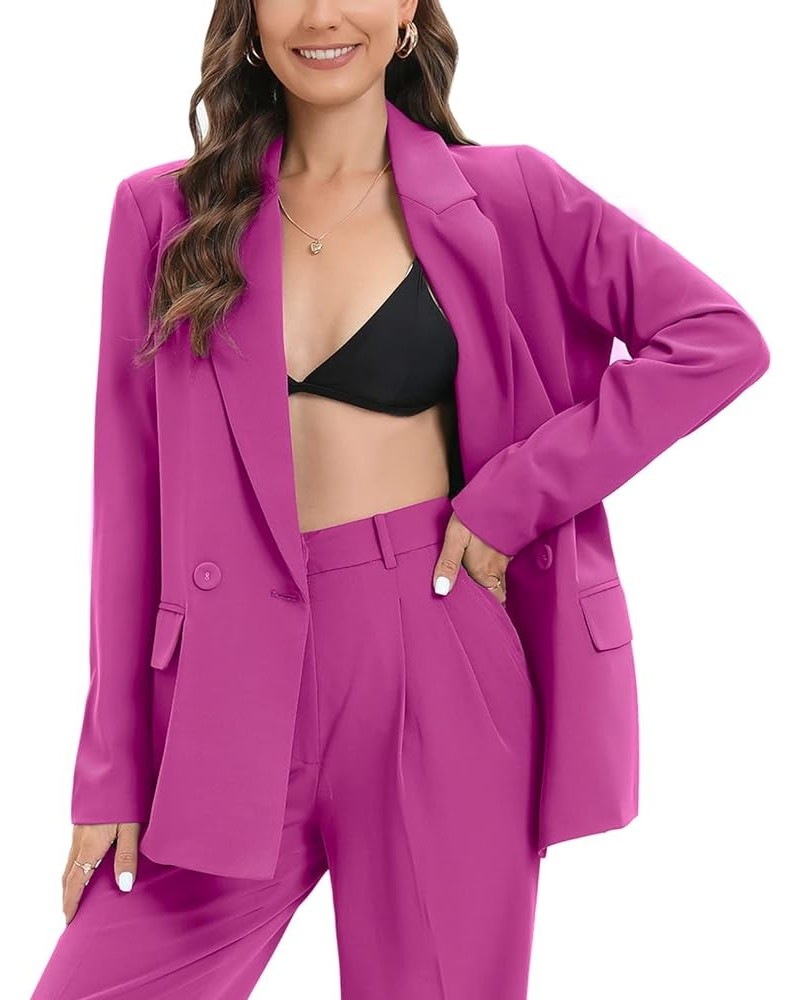 Women's Oversized Double-Breasted Suit Blazer Jacket Long Sleeve Casual Boyfriend Style Work Office Blazer with Pockets X-Sma...