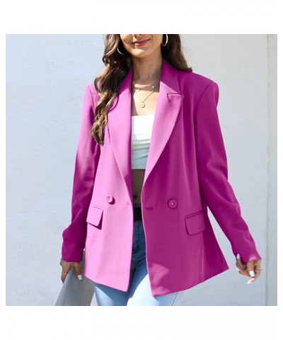 Women's Oversized Double-Breasted Suit Blazer Jacket Long Sleeve Casual Boyfriend Style Work Office Blazer with Pockets X-Sma...