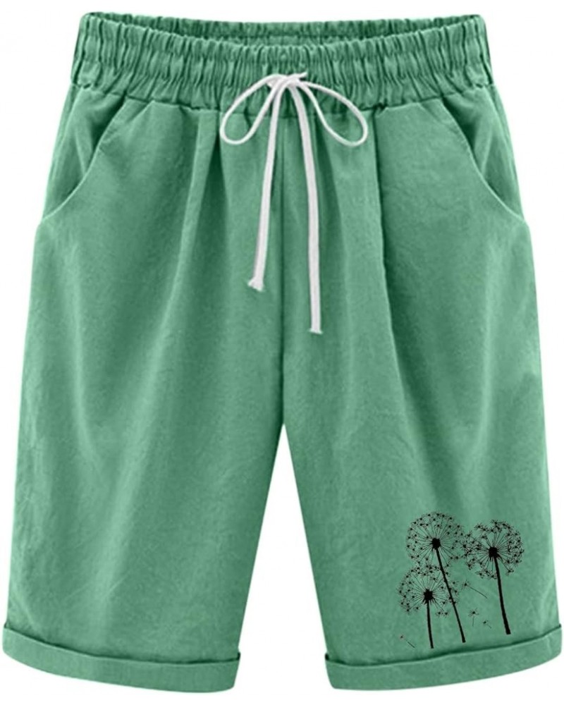 Bermuda Shorts for Women,Womens Bermuda Shorts Plus Size Elastic Waist Trendy Knee-Length Drawstring Bermuda Shorts Green $4....