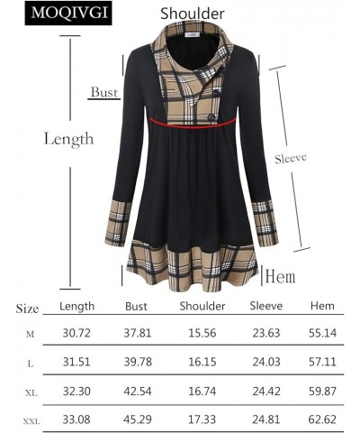 Womens Trendy Casual Tops Long Sleeve Lapel Color Block Tunic Shirts Apricot Black $13.20 Tops