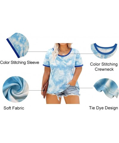 Plus Size Tops for Women V/Round Neck Summer Tops B-blue $15.92 Tanks