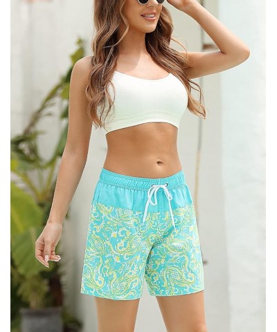 Womens Bathing Boardshorts Swim Shorts Quick Dry with Lining Tropical Green $13.51 Swimsuits