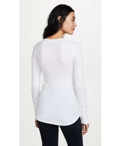 Women's Long Sleeve Thermal Henley Shirt White $42.73 Underwear