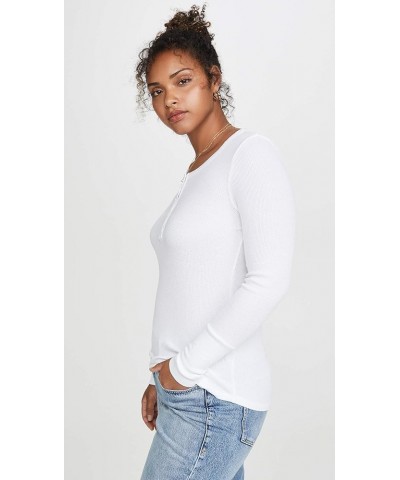 Women's Long Sleeve Thermal Henley Shirt White $42.73 Underwear