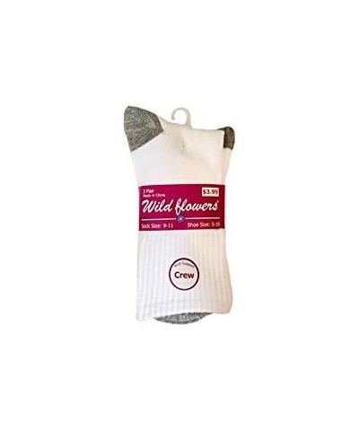 Ladies 3PR Arch Support Crew Socks White/Grey $5.30 Activewear